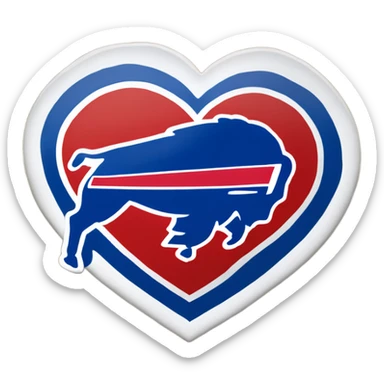 One solid Heart emoji with nothing outside of it with the blue border outside heart, red heart inside, smaller white heart inside of that, with the nfl Buffalo bills in the middle  sticker