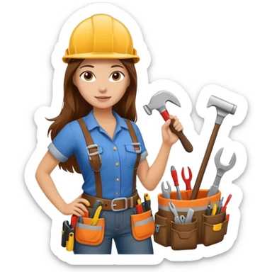 beautiful girl with long brown hair constructing new lounge room sticker