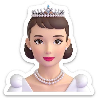 Audrey Hepburn iconic Breakfast at Tiffany's look with tiara and pearls sticker