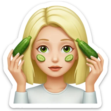Girl get her her hair done with cucumbers on her eyes sticker