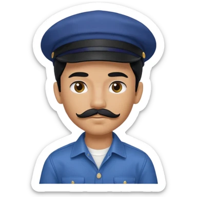 generate a fair pretty bratz boy wearing a dark blue cap and  button up shirt. Handsome

Mustache- black

hair black long sticker