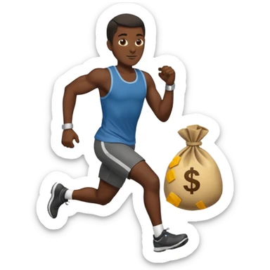 Black Man running with moneybag 💰 sticker