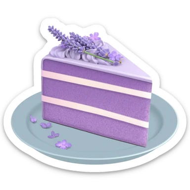 a cut out piece of an Aesthetic gorgeous beautiful pretty inspo Lavender cake with lavender flowers on a pastel plate  sticker