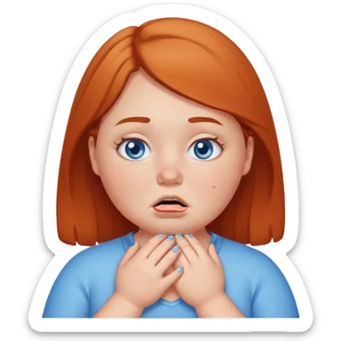 We’re not girl with freckles and blue eyes and chubby cheeks pretend pretending to choke herself sticker