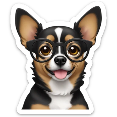 Black Chiuaua with glasses sticker