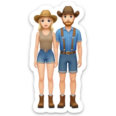 american redneck pair men and woman photorealistic standing on feet sticker