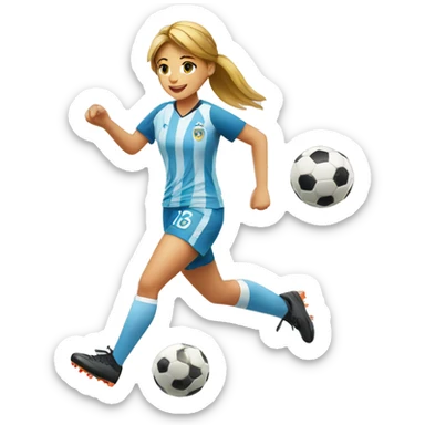 Make an emoji with a soccer player girl passing the ball between her legs sticker