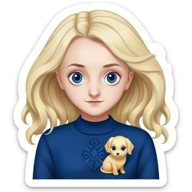 Evanna Lynch is Luna Lovegood in harry potter, wear dark blue sweater sticker