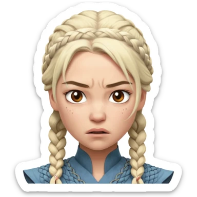 Daenerys Targaryen ANgry from Games of throne character face only younger sticker