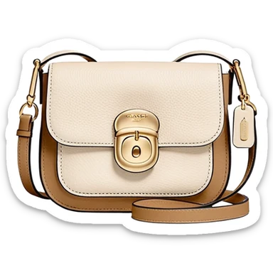 Coach Women's Hadley Mini Crossbody Bag in Pebbled Leather all white beige rectangle
 sticker