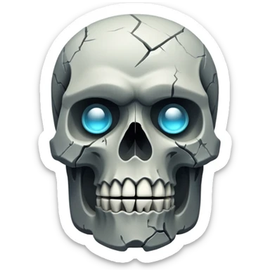 a skull combined with freezing face combined with moai combined with mind blown sticker