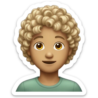 young boy with curly faded hair sticker