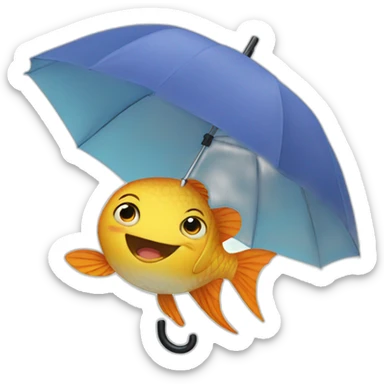 cute fish using an umbrella sticker