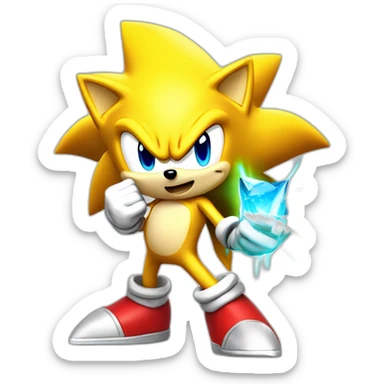 Super Sonic the hedgehog with à Chaos emerald sticker