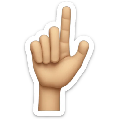 The hand is raised, with the index finger and middle finger extended upwards; the last two digits are curled downwards against the palm. The thumb is shown slightly curled or raised. sticker