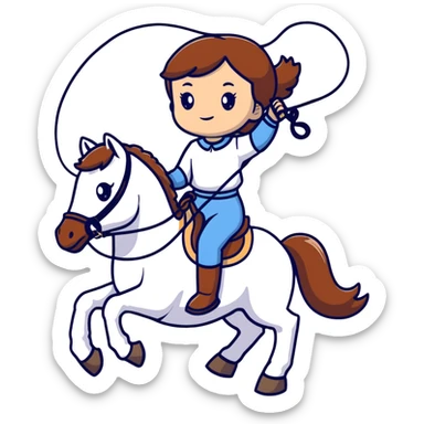 girl riding a horse holding a whip sticker