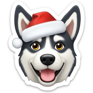 Husky avec un bonnet de père noël  sticker