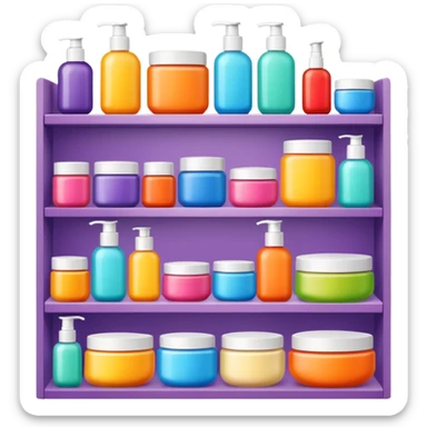 Skincare products available on the market shelves sticker