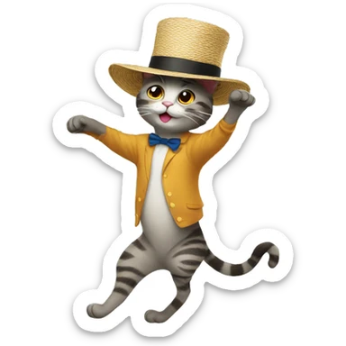 cat dancing with a hat sticker