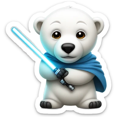 A polar bear jedi with a lightsaber and soccer ball sticker
