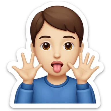 Tongue out with hands to the sides sticker