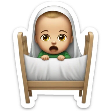 photorealistic angry in palestinian outfit baby in crib sticker