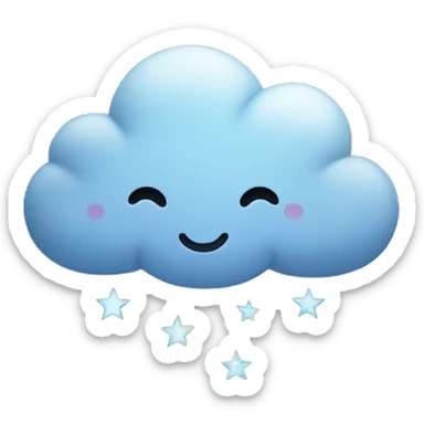 cloud with stars and crescent moo sticker