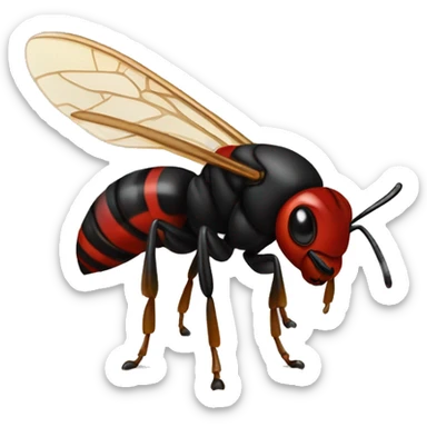 black and red hornet with white L on chest sticker