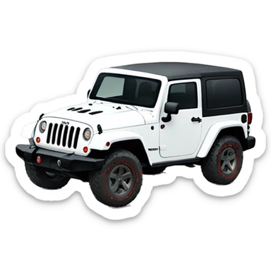 White Jeep Wrangler Rubicon with red accents  sticker