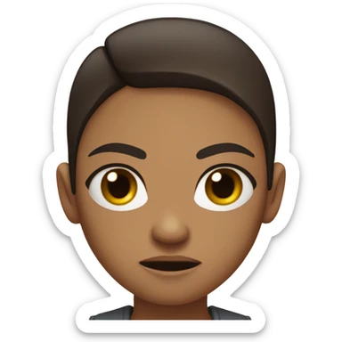 Angry girl with dark brown hair sticker