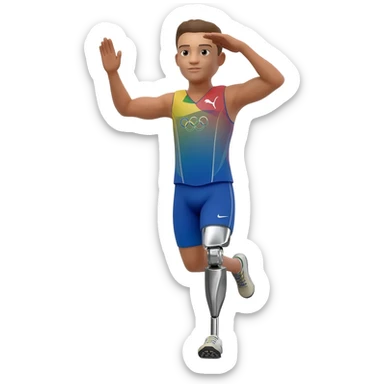 the salute emoji but the emoji is inside a olympic race and is running using the iron leg emoji and instead of a hand doing the salute u use feet sticker