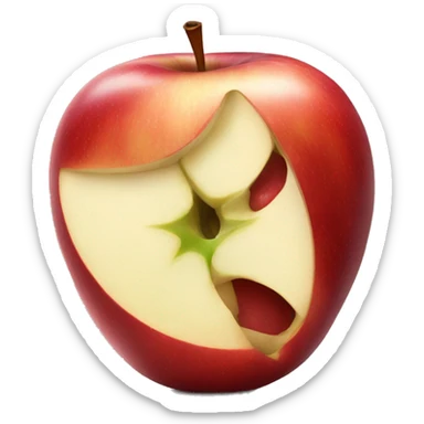 A single apple with a large bite out of the side  sticker