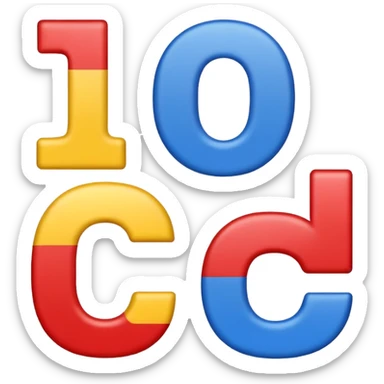 numbers 1, 2, 3 arranged in a row, each a different color red, blue, yellow, emoji style, transparent background sticker