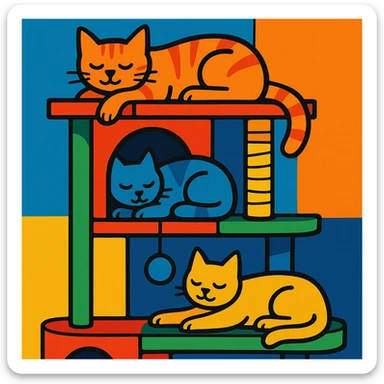 cats relaxing in a vertical playhouse sticker