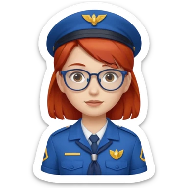 scout girl with blue scout uniform, red haired and glassess sticker