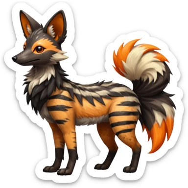 Shiny Glossy Silvally-Aardwolf-Maned-Wolf-Trico-Genet-fusion-animal-hybrid-creature, full body sticker