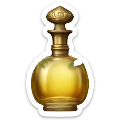 Antique oil perfume bottle with herbal and flowers sticker