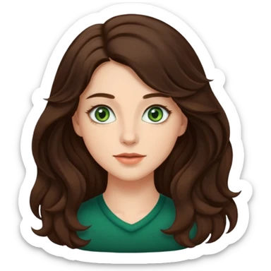 Clara Soccini , una ragazza di 26 anni con i capelli lunghi e ondulati e gli occhi verdi e piccoli a mandorla, i capelli sono castano scuro sticker