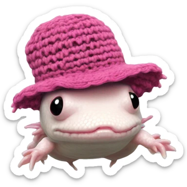 axolotl in crochet hat sticker