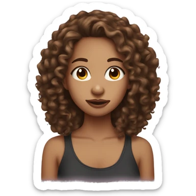 Teenage girl with brown curly hair and a septum piercing  sticker