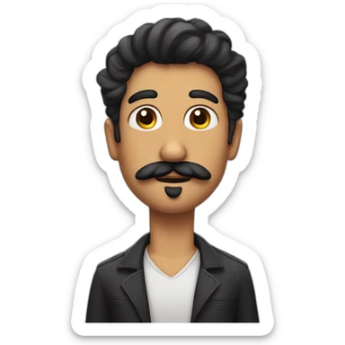 PERSONAJE CON PELO NEGRO Y BIGOTE CORTO sticker