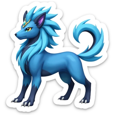 Shiny Dark Edgy Suicune-Cobalion-Manectric-Aurorus-Fakémon-hybrid-creature (full body)  sticker