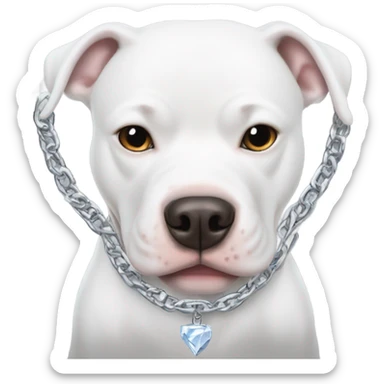 White pitbull with chain that says ice  sticker