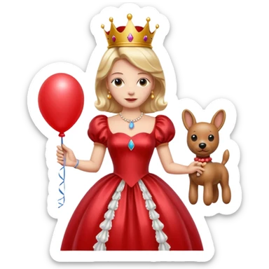 queen wearing dress, holding balloon dog sticker