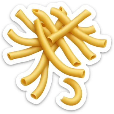 An emoji of a long macaroni pasta, slightly curved, with a smooth texture sticker