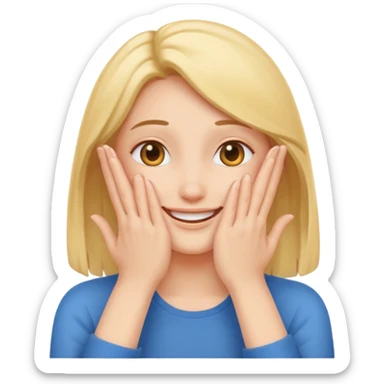 Smiling face with smiling eyes with hands covering face out of shyness sticker