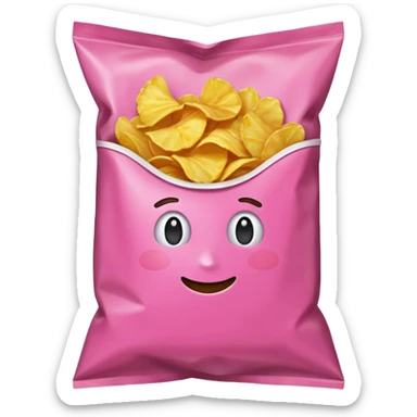 Pink bag of potato chips sticker