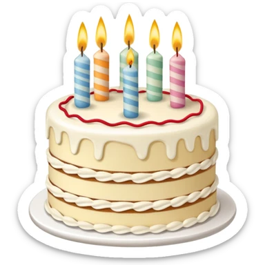 un gateau d'anniversaire dessiné au trait de couleur blanc sticker