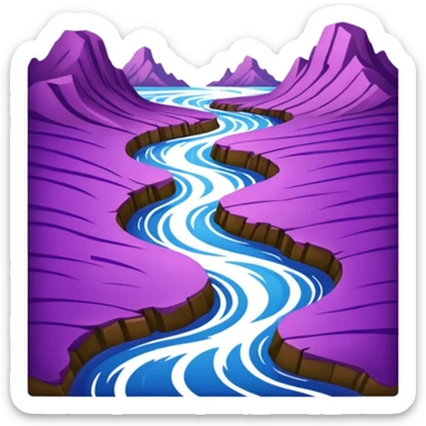A choppy purple river with land on each side sticker