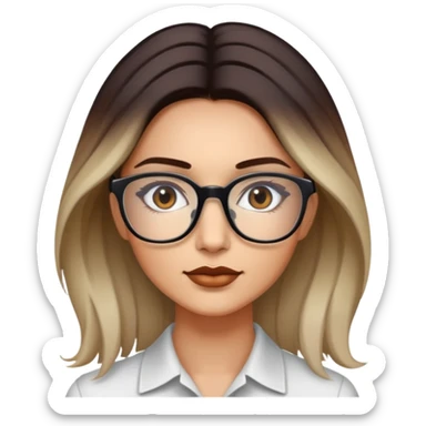 Lights skin Woman with dark roots  balayaged lengths and squared thin glasses sticker